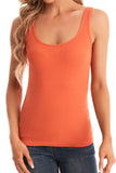 Cotton Ribbed Tank Tops for Women Slim Fit Scoop Neck Orange